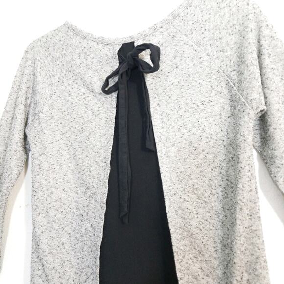 Kate & Mallory gray knit black insert tie back top S - Picture 6 of 10